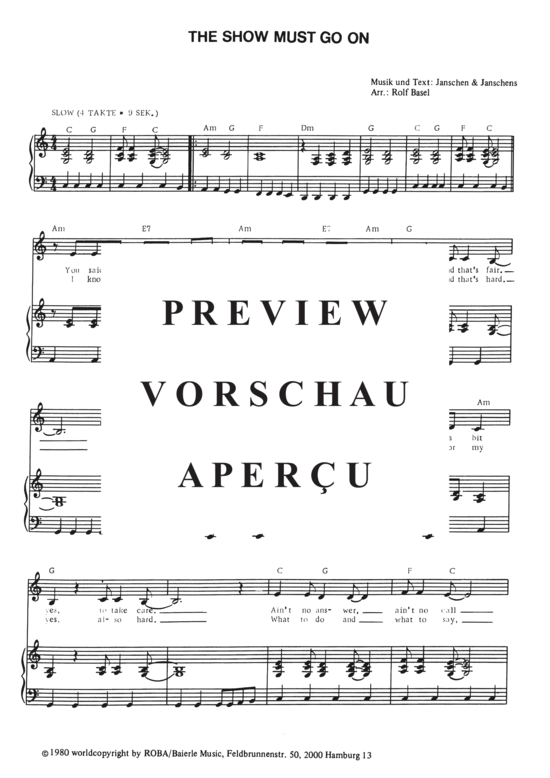 Produktgalerie: Seite 4 von 4 The Show must go on , , Klavier und Gesang