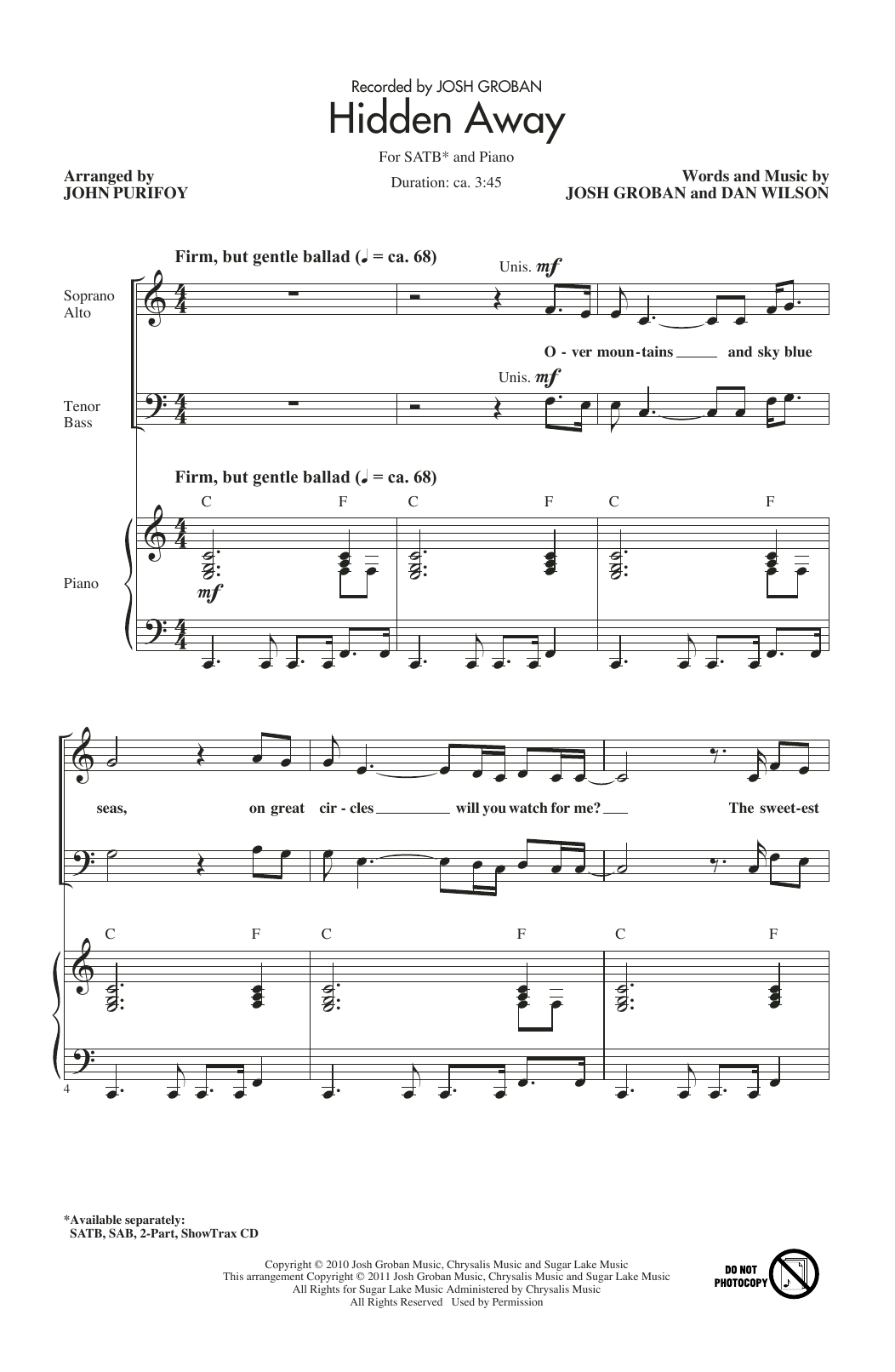Product picture to: Hidden Away (arr. John Purifoy)