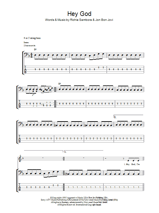 Produktgalerie: Seite 1 von 1 Hey God, Bon Jovi, E-Bass