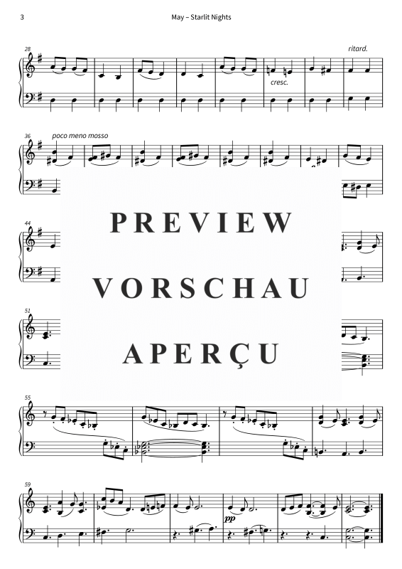 Product gallery: Page 5 of 5 May - Starlit Nights - simplified version, , Piano Solo