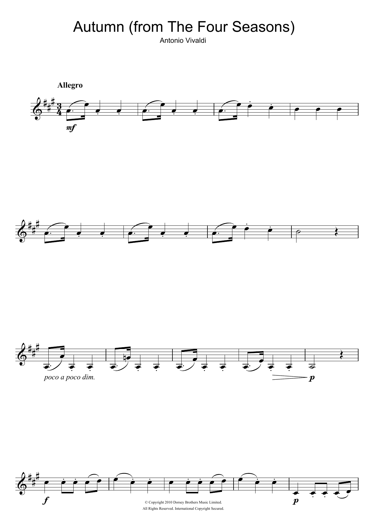 Product gallery: Page 1 of 1 Autumn (from The Four Seasons), 3rd Movement, Antonio Vivaldi