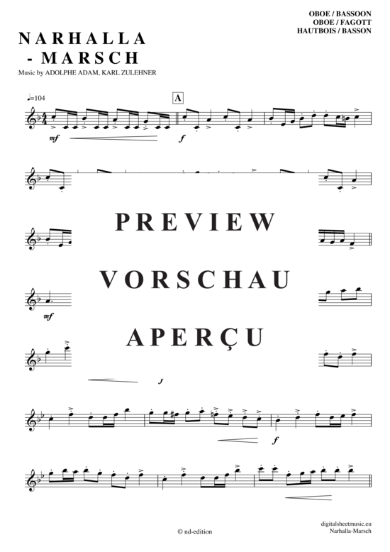 Produktgalerie: Seite 2 von 3 Narhalla-Marsch , Karneval-Fasching, (Oboe / Fagott)