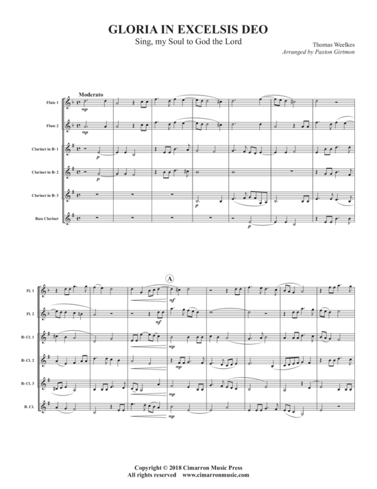 Product picture to: Gloria in Excelsis Deo Thomas Weelkes