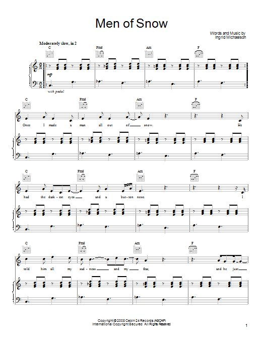 Produktgalerie: Seite 1 von 1 Men Of Snow, Ingrid Michaelson, Gesang, Gitarre, Klavier