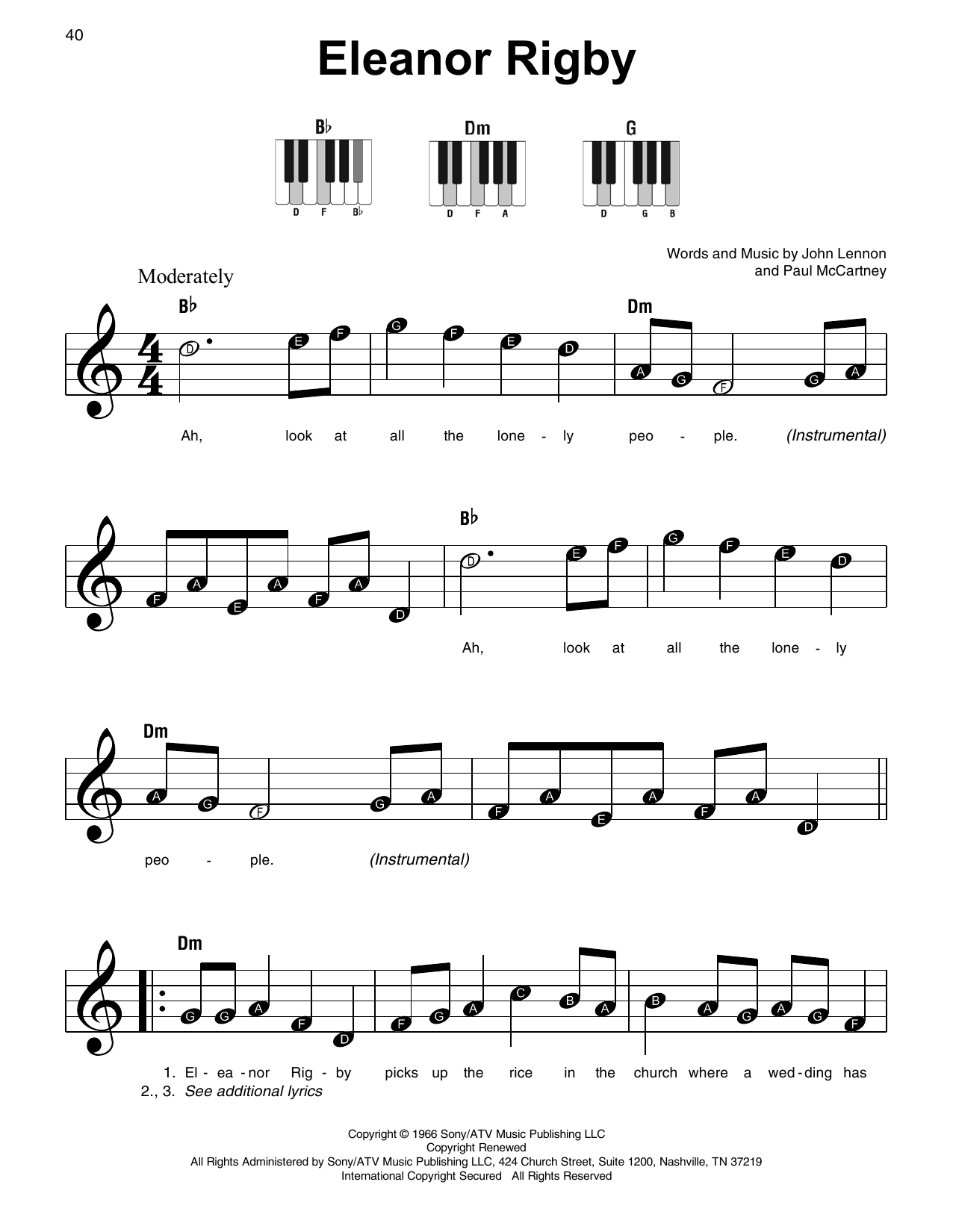 Produktgalerie: Seite 1 von 1 Eleanor Rigby, The Beatles, Klavier
