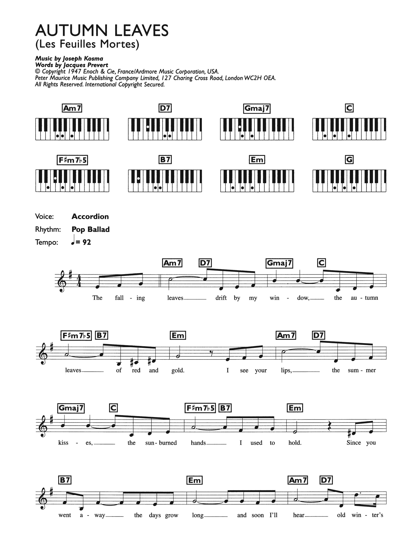 Produktgalerie: Seite 1 von 1 Autumn Leaves (Les Feuilles Mortes), Eva Cassidy, Klavier