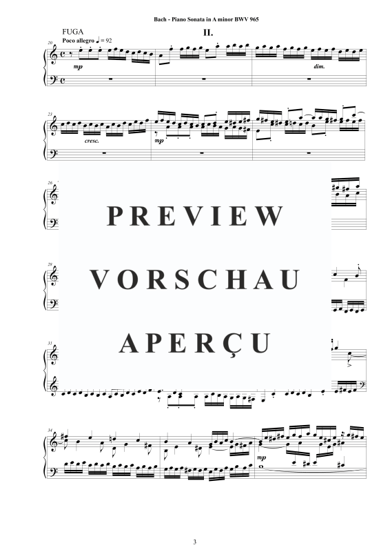 Produktgalerie: Seite 4 von 11 Klavier Sonate in A-Moll BWV 965 - nach Johann Adam Reincken, , Klavier Solo