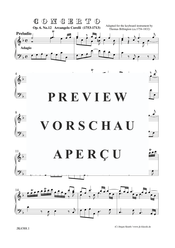 Produktgalerie: Seite 1 von 10 Concerto Op,6. No.12, , Klavier/Cembalo Solo