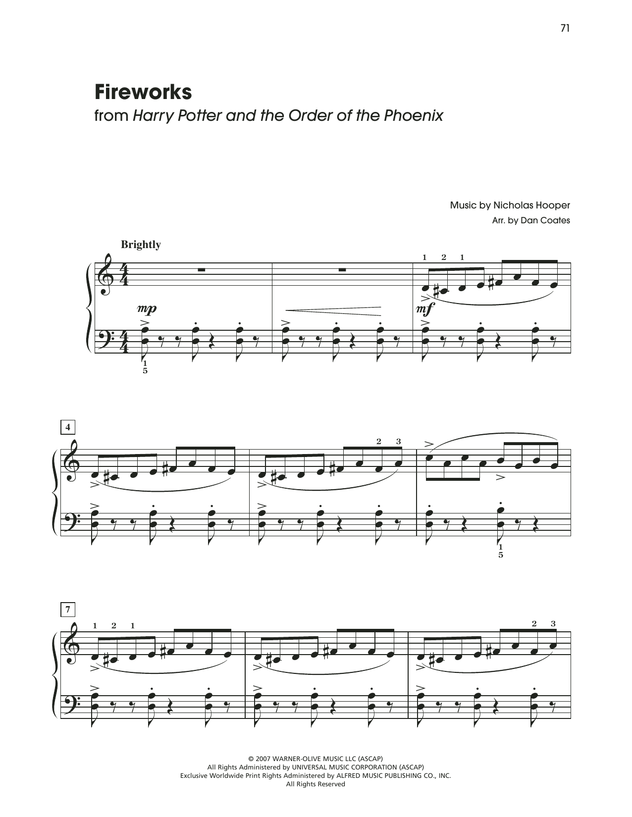 Product picture to: Fireworks (from Harry Potter) (arr. Dan Coates)