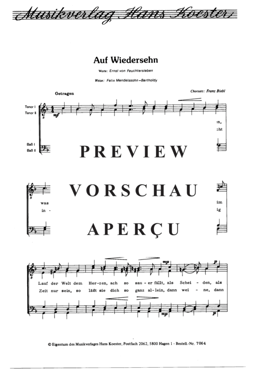 Product gallery: Page 3 of 3 Auf Wiedersehn , , (male choir)