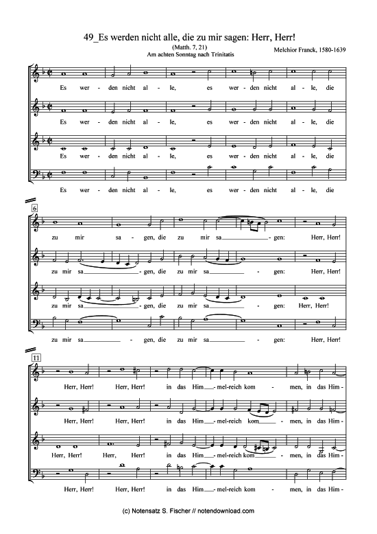 Product picture to: Es werden nicht alle, die zu mir sagen: Herr, Herr! Melchior Franck (1580-1639)