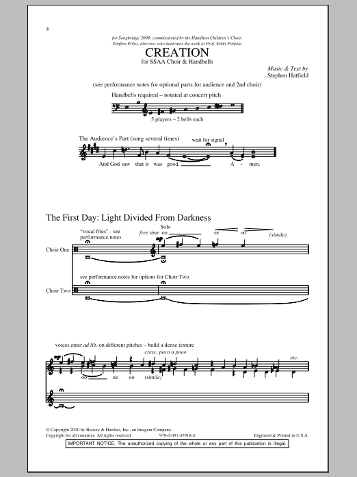 Produktgalerie: Seite 1 von 1 Creation, Stephen Hatfield, Chor