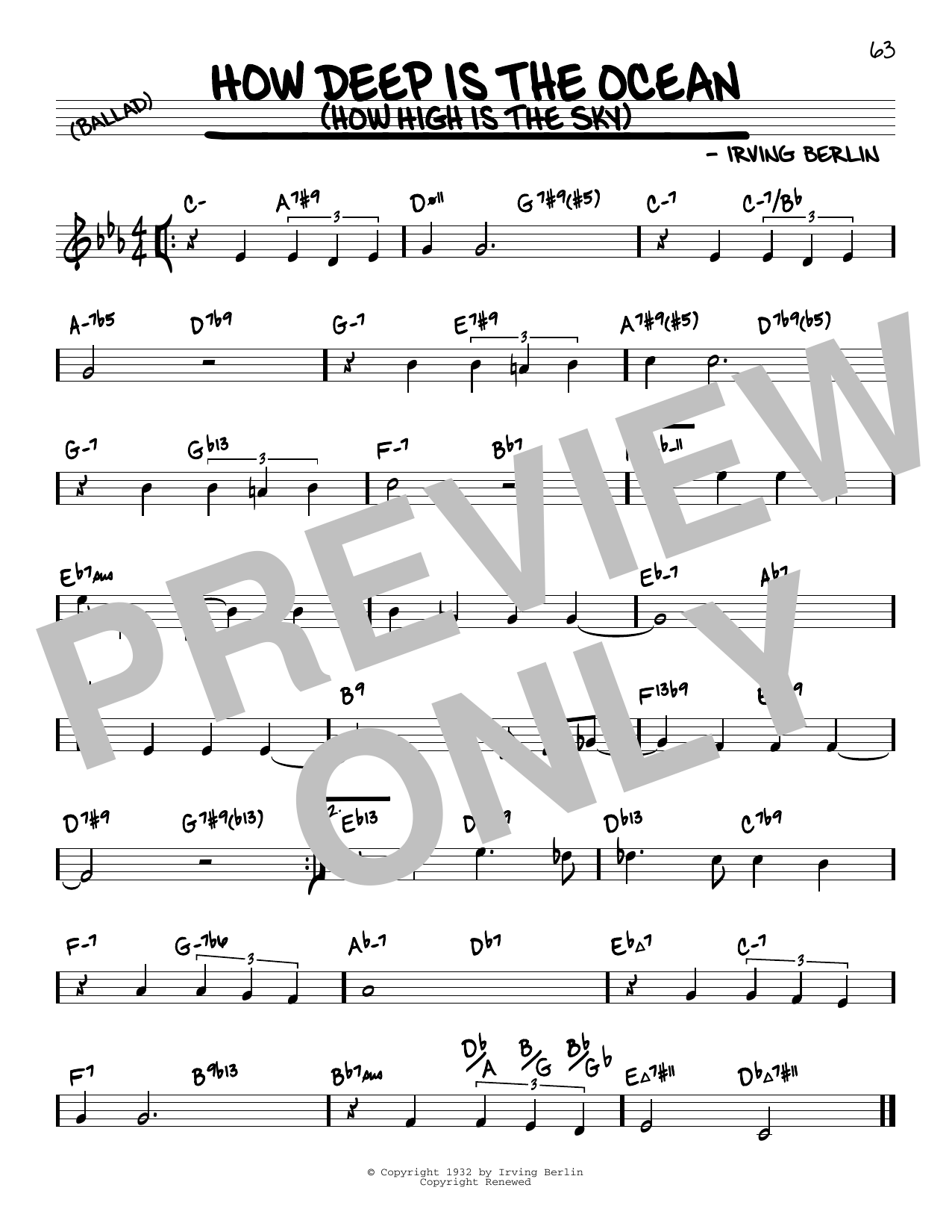 Product gallery: Page 1 of 1 How Deep Is The Ocean (How High Is The Sky) (arr. David Hazeltine), Irving Berlin
