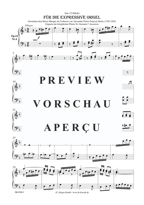 Produktbild zu: Für die Expressive Orgel Op.14.4Alexandre Pierre Francois Boëly