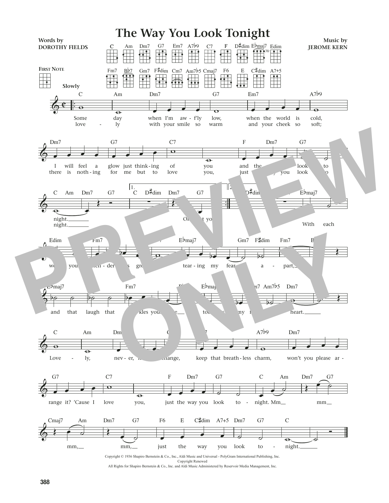 Produktgalerie: Seite 1 von 1 The Way You Look Tonight (from The Daily Ukulele) (arr. Jim Beloff), Jerome Kern, Ukulele