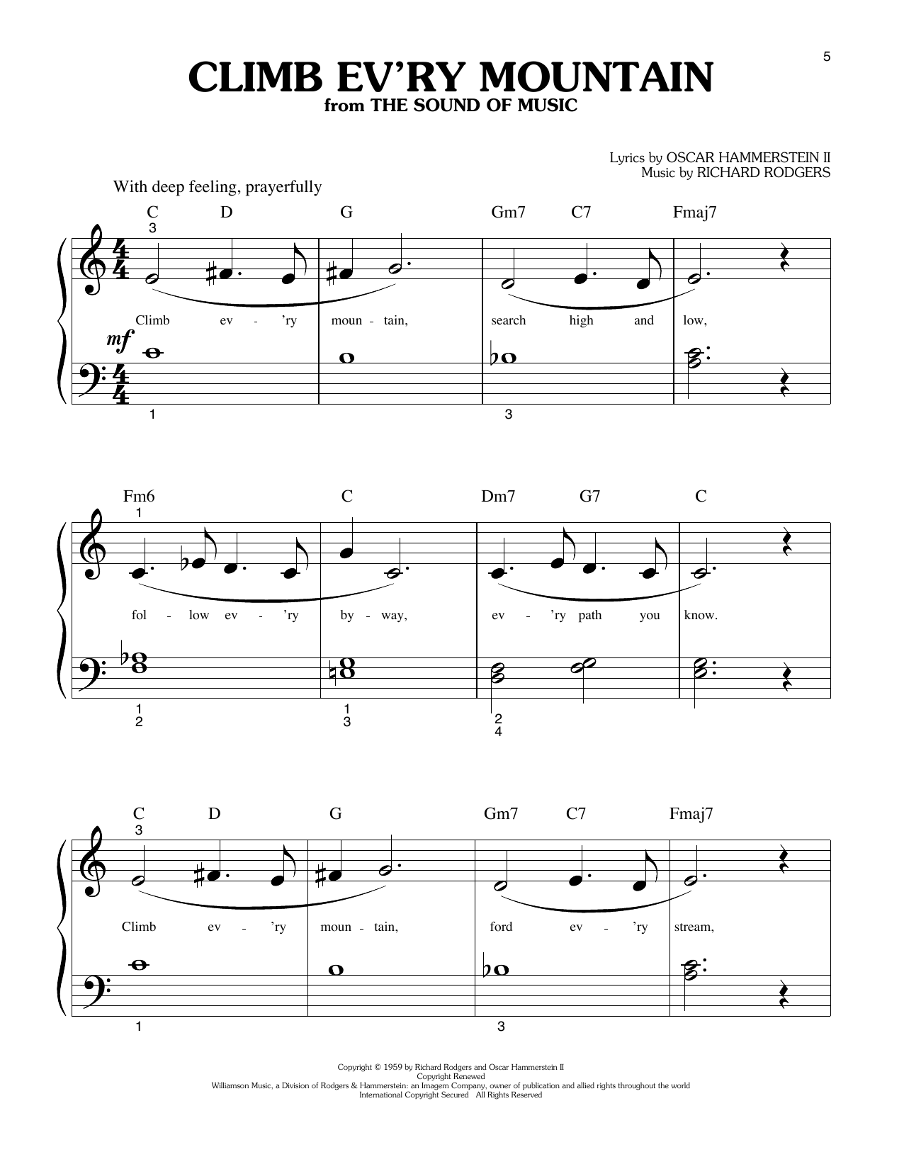 Produktgalerie: Seite 1 von 1 Climb Ev'ry Mountain (from The Sound Of Music), Rodgers & Hammerstein, Klavier