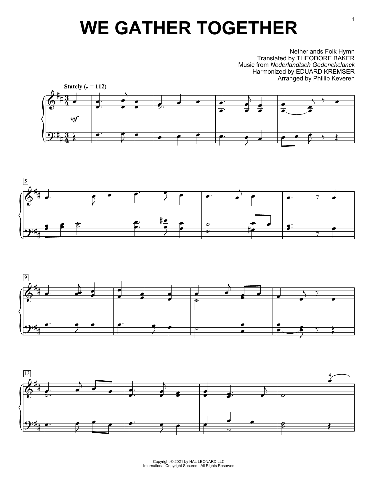 Product picture to: We Gather Together (arr. Phillip Keveren)