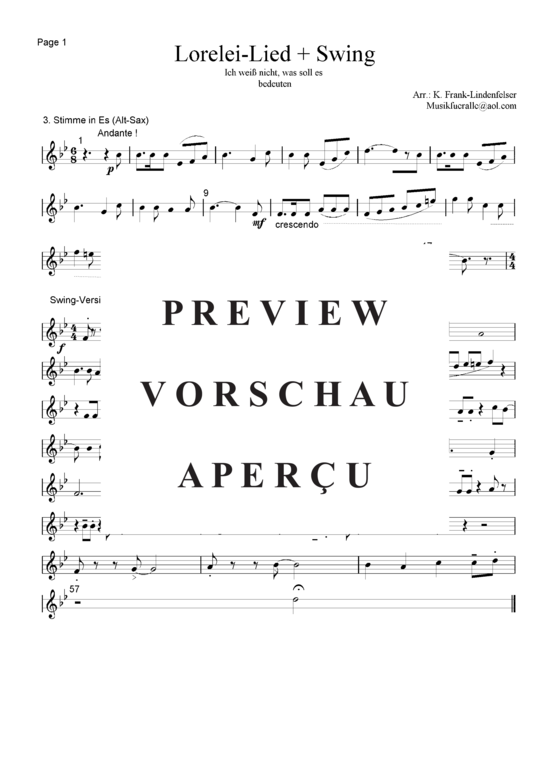 Produktgalerie: Seite 14 von 21 Lorelei-Lied + Swing , , (Blechbläser Quintett - Flexible Besetzung + Schlagzeug)