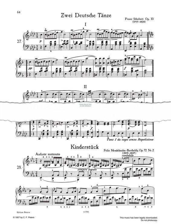 Produktgalerie: Seite 1 von 1 2 German Dances -F-min, Ab-major, Franz Schubert, Klavier