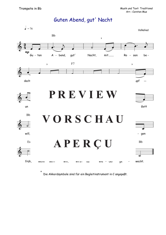 Produktbild zu: Guten Abend gut ´ Nacht (C - Dur) Traditional