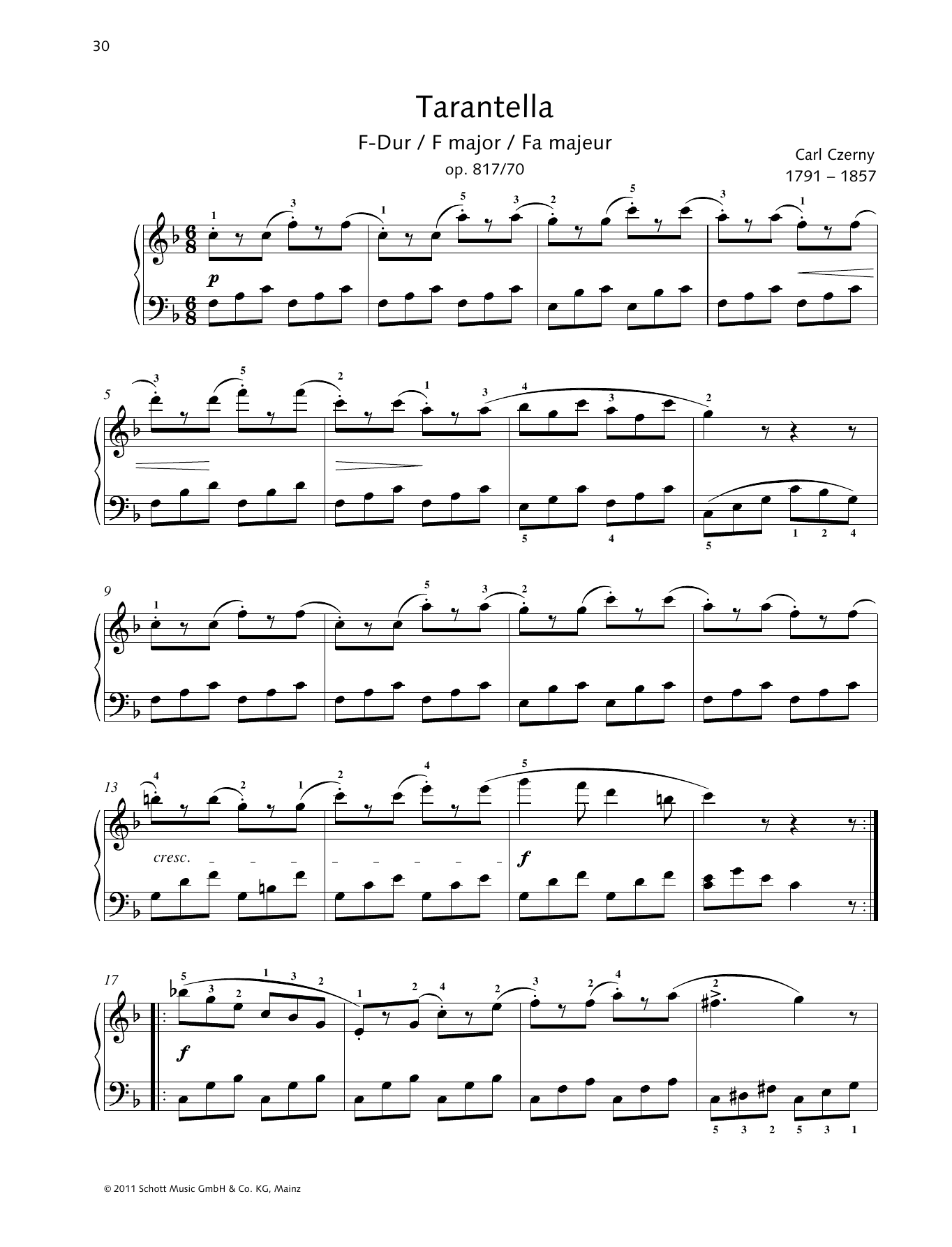 Product gallery: Page 1 of 1 Tarantella F major, Carl Czerny
