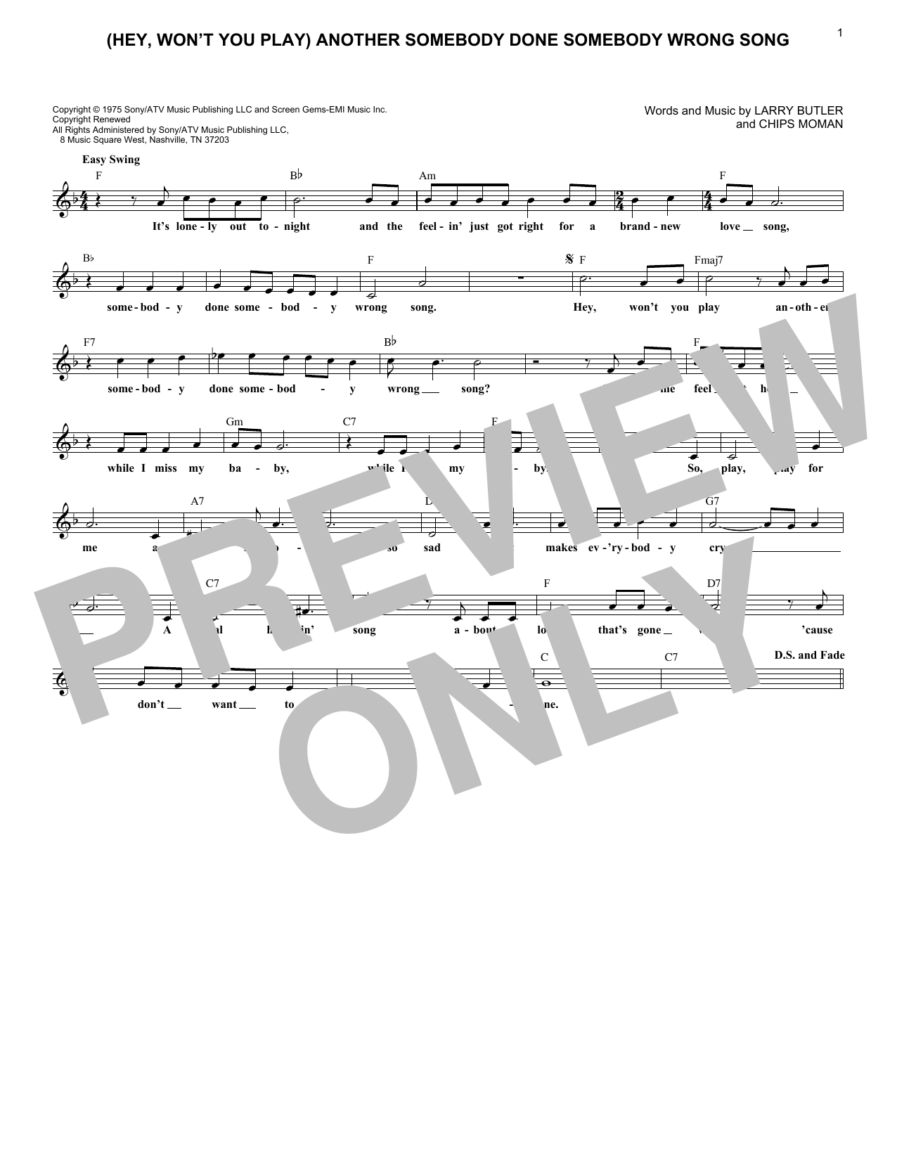 Produktbild zu: (Hey, Won't You Play) Another Somebody Done Somebody Wrong Song