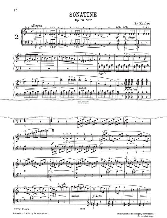 Produktgalerie: Seite 1 von 1 Sonatina in G major op.20.2, Friedrich Kuhlau, Klavier