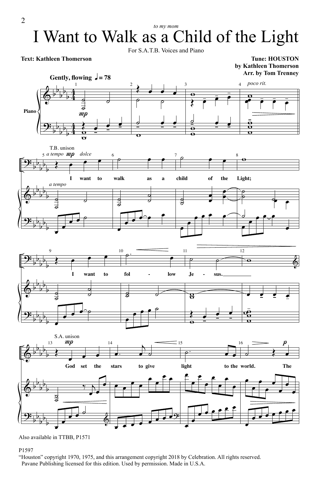 Product picture to: I Want To Walk As A Child Of The Light (arr. Tom Trenney)
