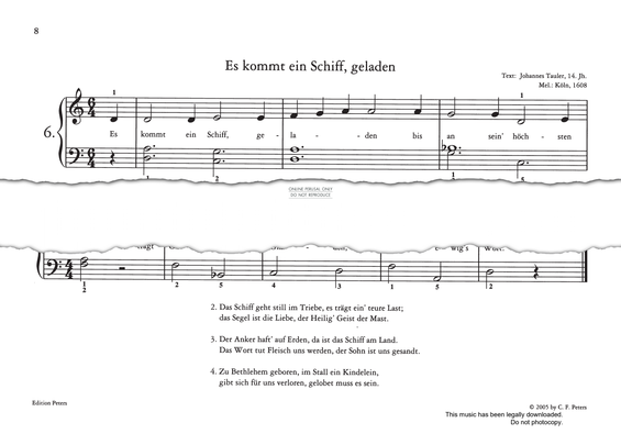 Produktgalerie: Seite 1 von 1 Es kommt ein Schiff, geladen, German Folk Song, Gesang, Klavier