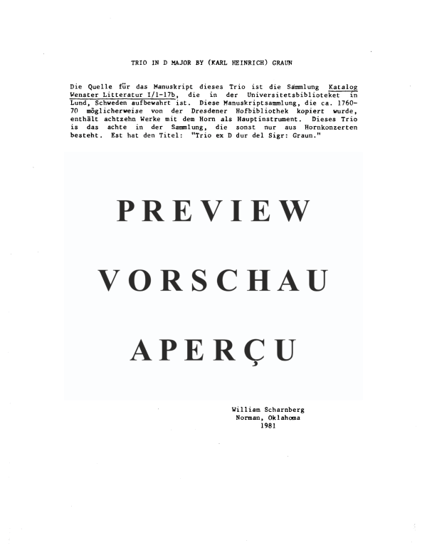Produktgalerie: Seite 4 von 11 Trio in D-Dur, , Violine, Horn und Klavier/Cembalo BC