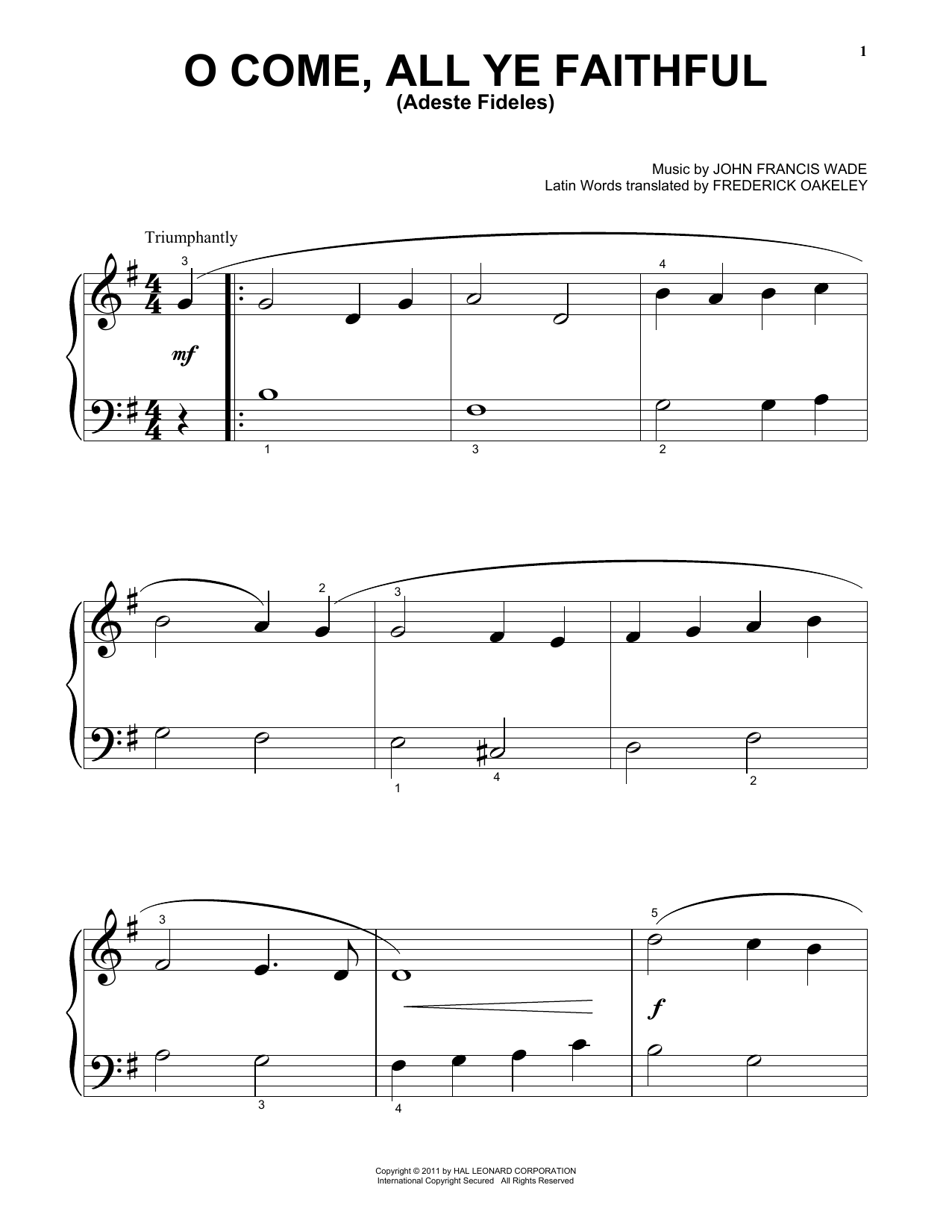 Produktgalerie: Seite 1 von 1 O Come, All Ye Faithful (Adeste Fideles), John Francis Wade, Klavier