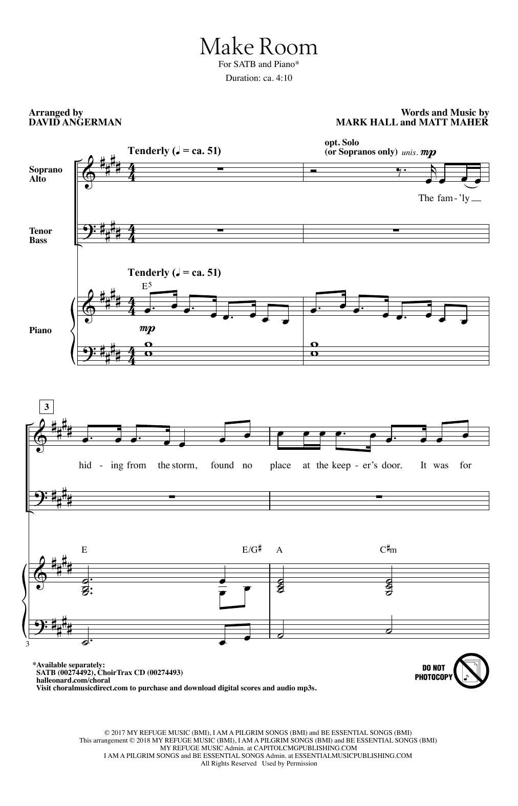 Product picture to: Make Room (arr. David Angerman)