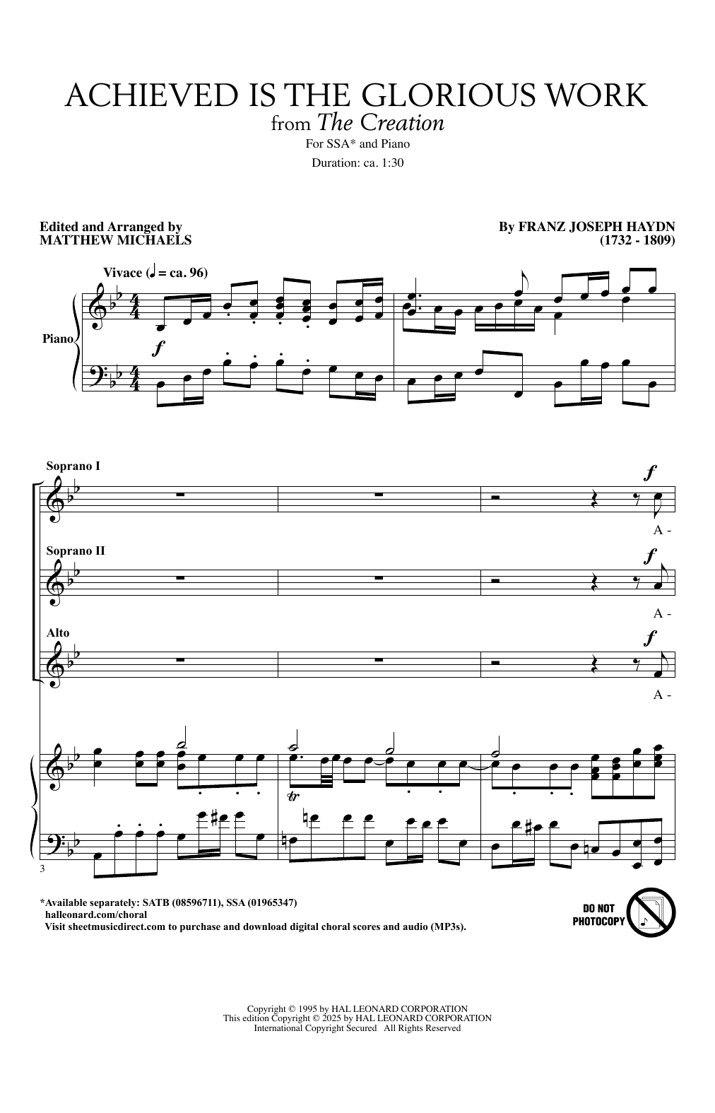 Produktgalerie: Seite 1 von 1 Achieved Is The Glorious Work (arr. Matthew Michaels), Franz Joseph Haydn, Chor