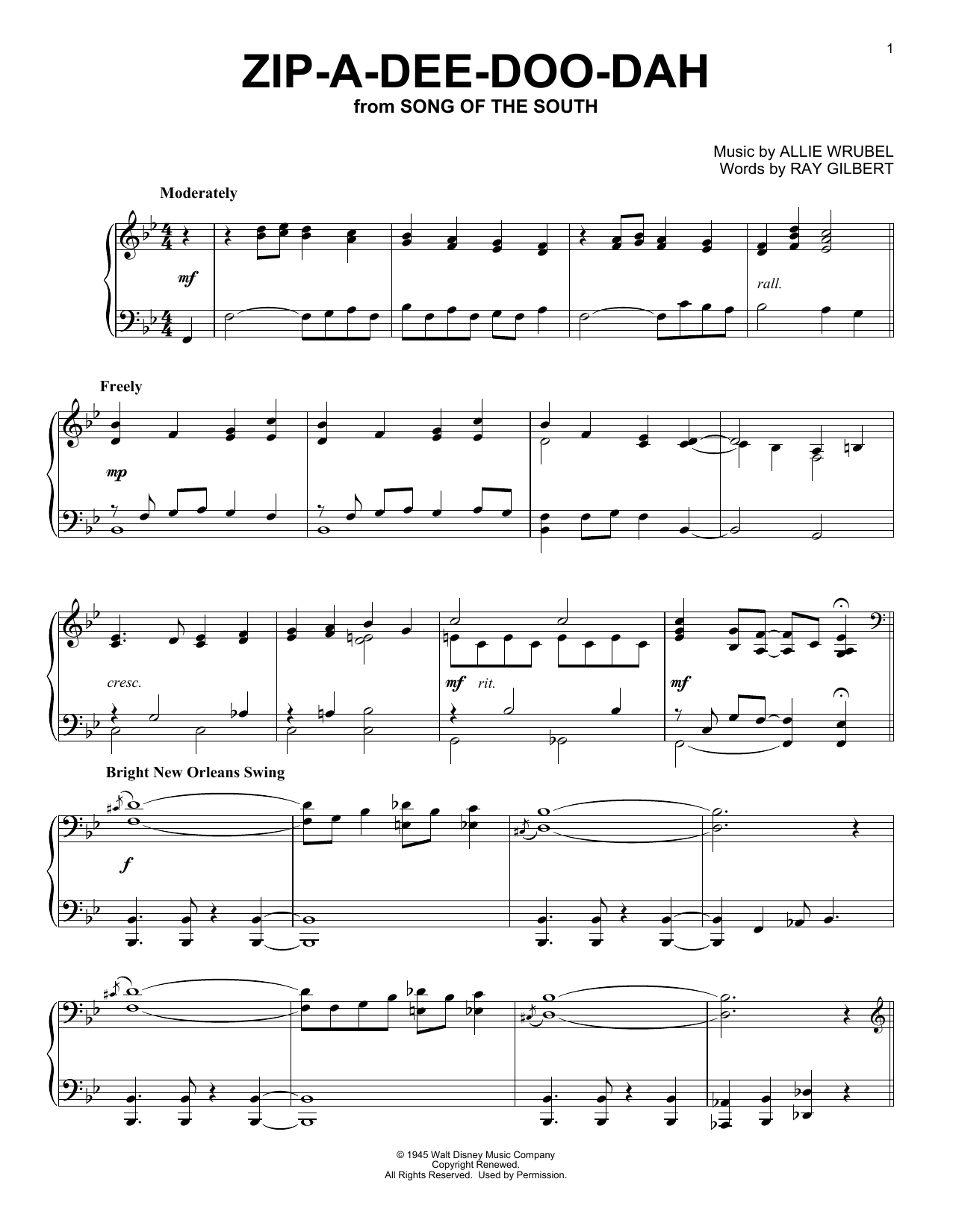 Product picture to: Zip-A-Dee-Doo-Dah (from Song Of The South)