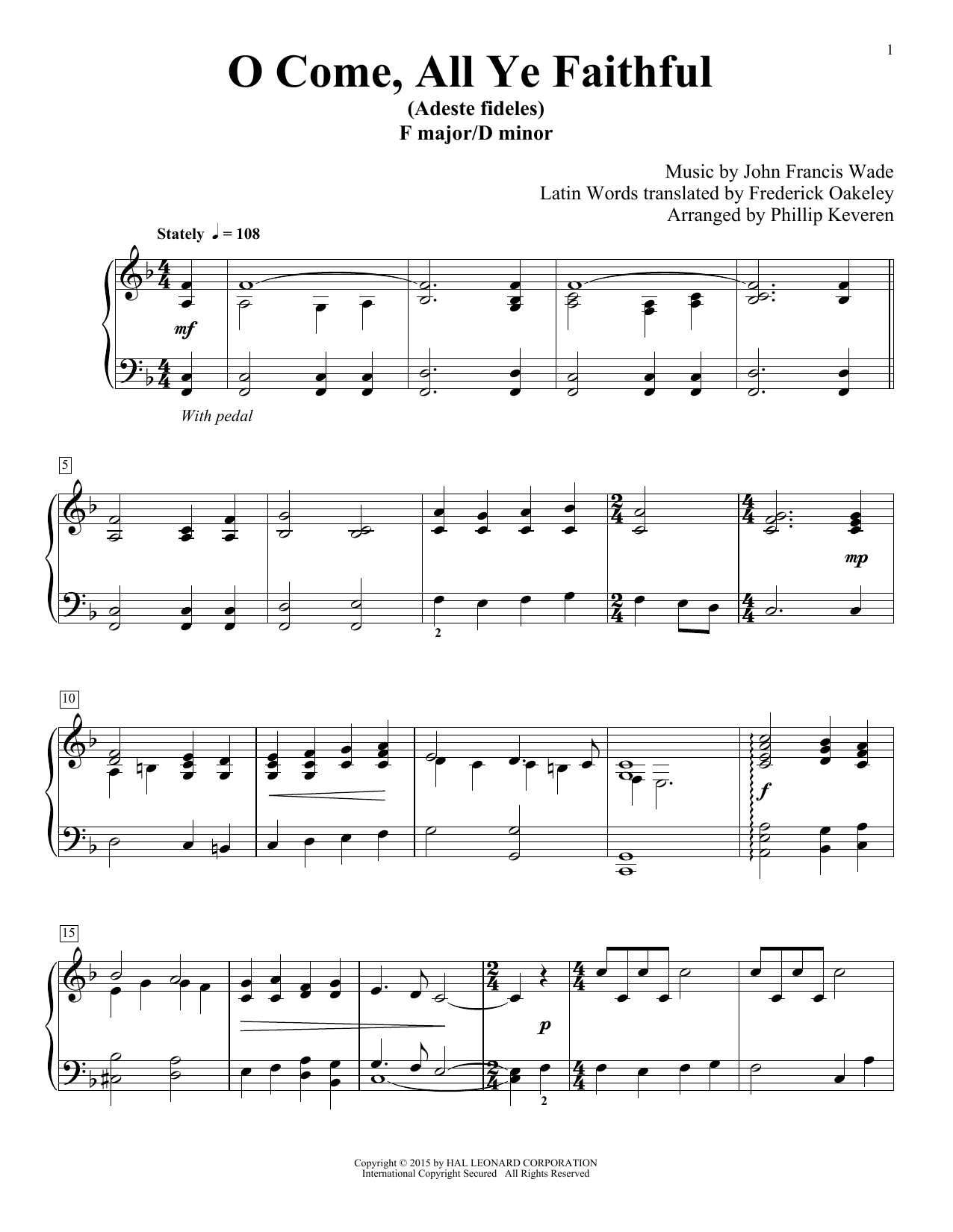 Product gallery: Page 1 of 1 O Come, All Ye Faithful (Adeste Fideles) (arr. Phillip Keveren), John Francis Wade