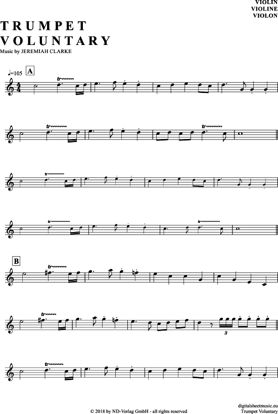 Produktgalerie: Seite 1 von 4 Trumpet Voluntary , Clarke, Jeremiah, (Violine)