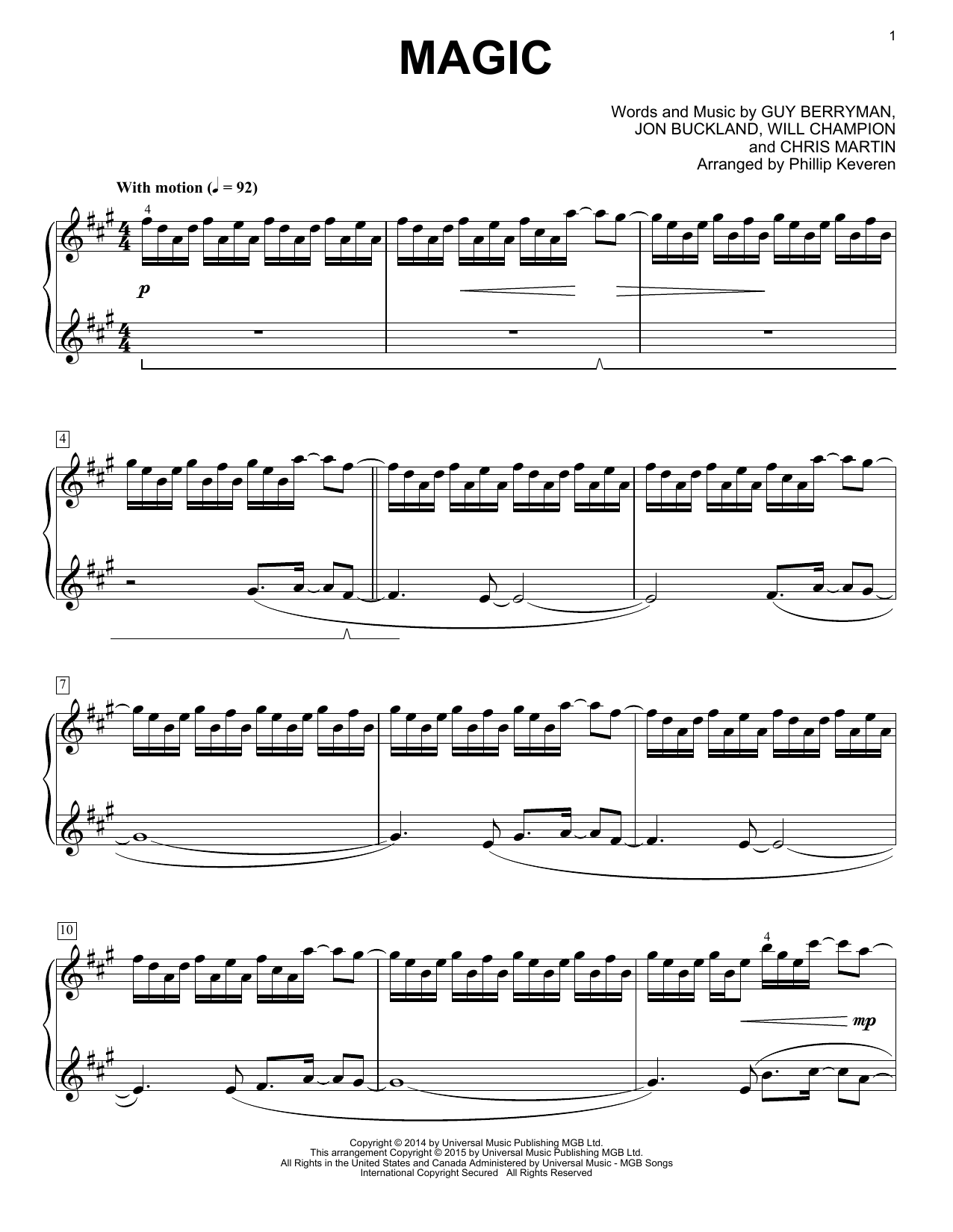 Produktbild zu: Magic [Classical version] (arr. Phillip Keveren)