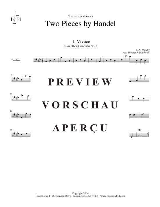 Produktgalerie: Seite 10 von 15 Zwei Stücke von Händel, , (2xTromp in B/C, Horn in F (Pos), Pos)