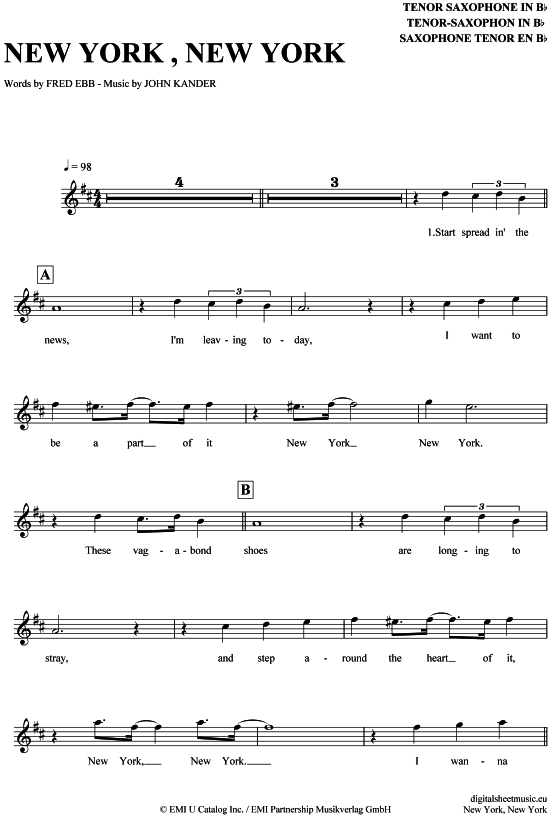 gallery: New York, New York , Sinatra, Frank, (Tenor-Sax)