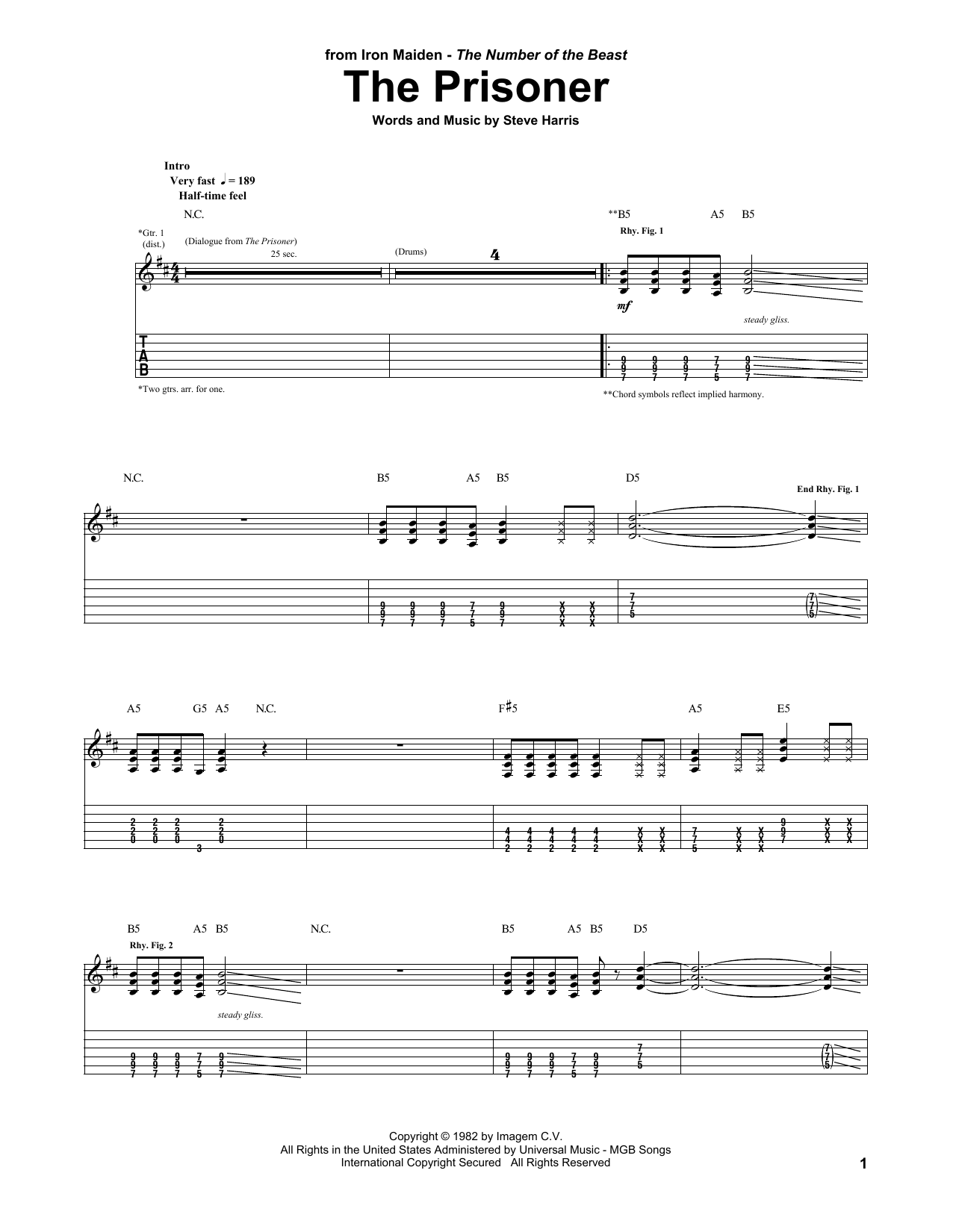 Produktgalerie: Seite 1 von 1 The Prisoner, Iron Maiden, Gitarre