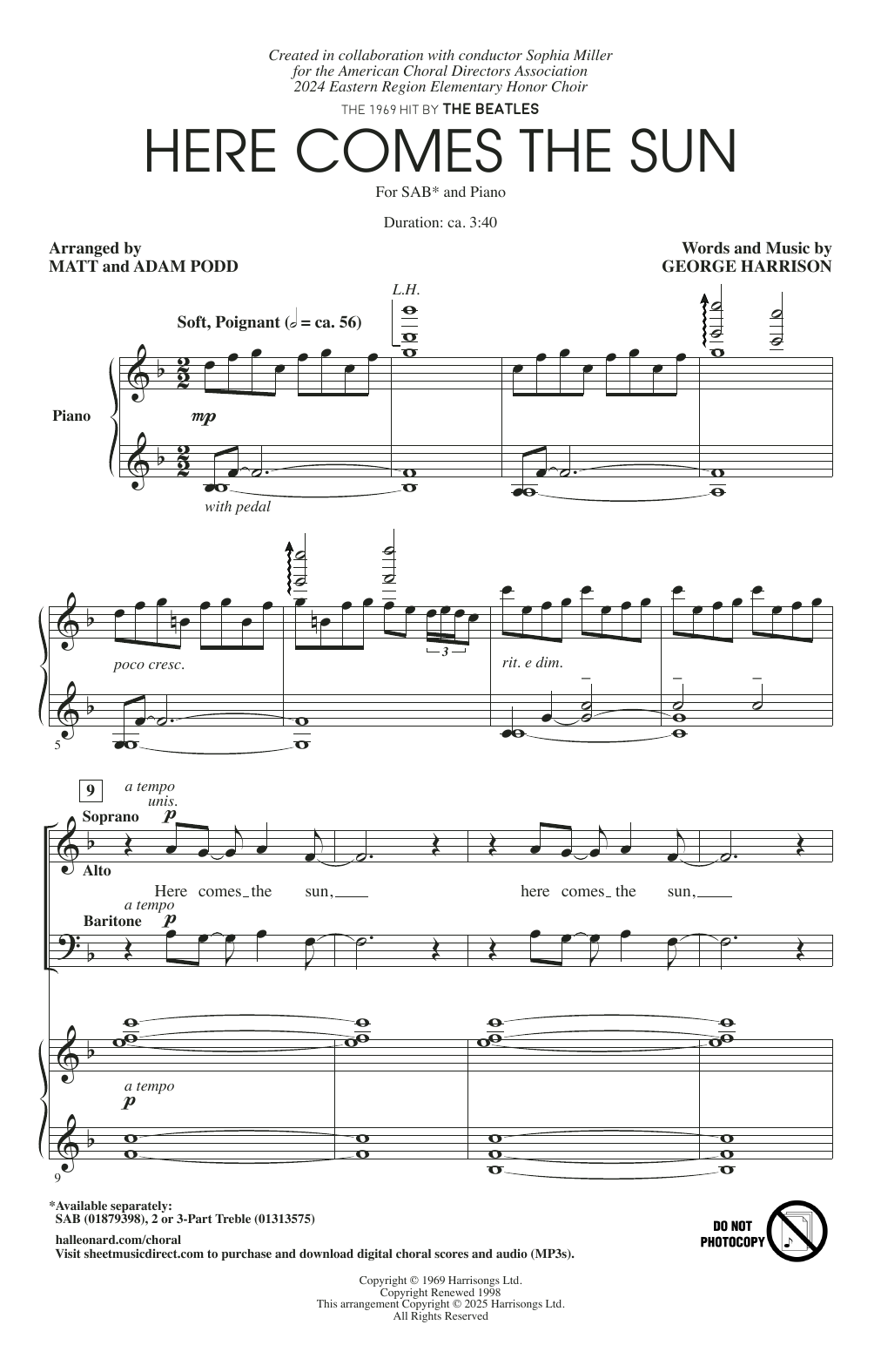Product picture to: Here Comes The Sun (arr. Matt and Adam Podd)