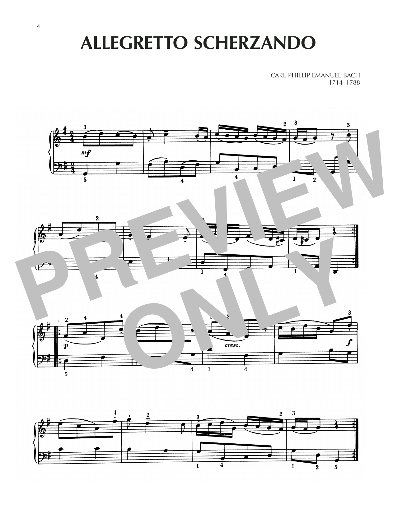 Product gallery: Page 1 of 1 Allegretto Scherzando, Carl Philipp Emanuel Bach
