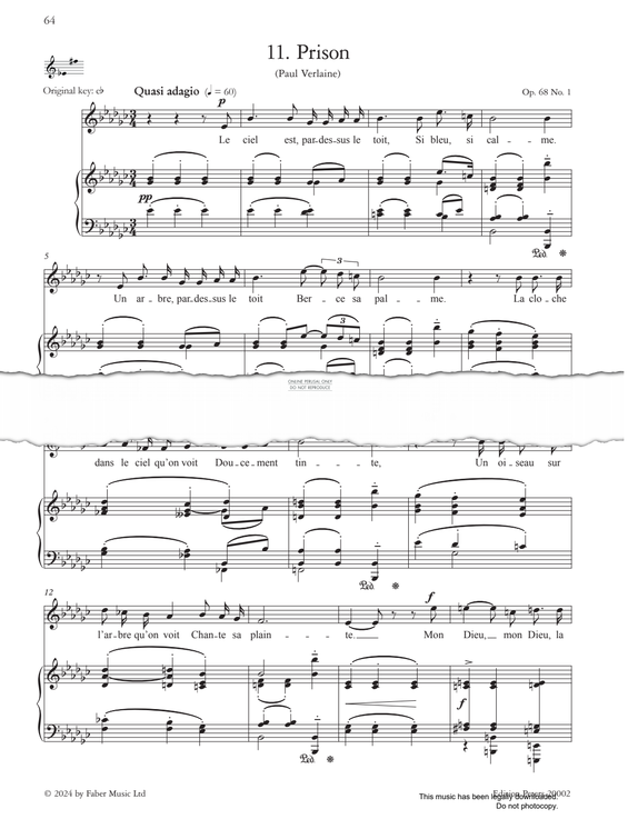 Produktgalerie: Seite 1 von 1 Prison Op. 68, No. 1, Gabriel Fauré, Gesang, Klavier