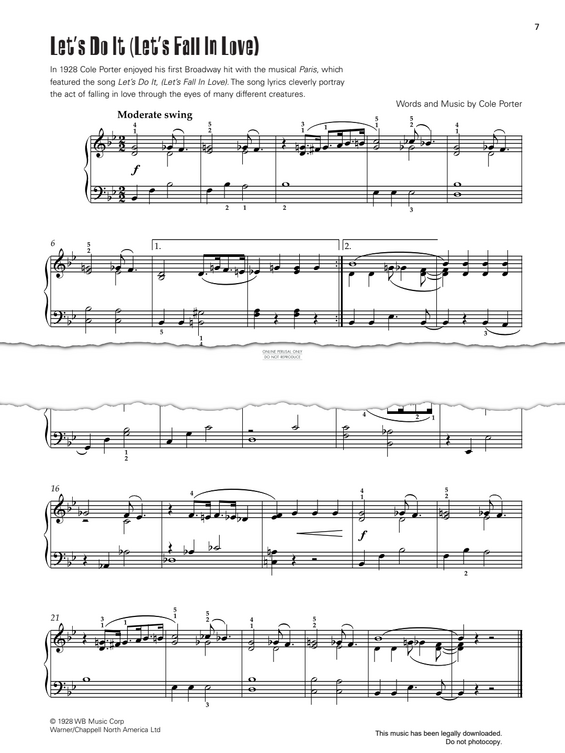 Produktgalerie: Seite 1 von 1 Let's Do It (Let's Fall In Love), Cole Porter, Klavier