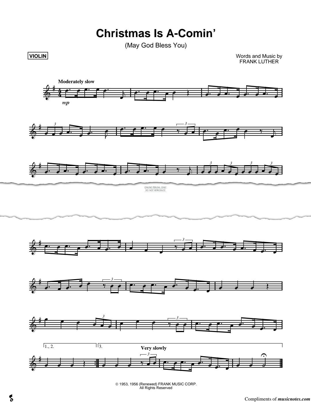 Produktgalerie: Seite 1 von 1 Christmas Is A Comin' (May God Bless You), Frank Luther, Violine