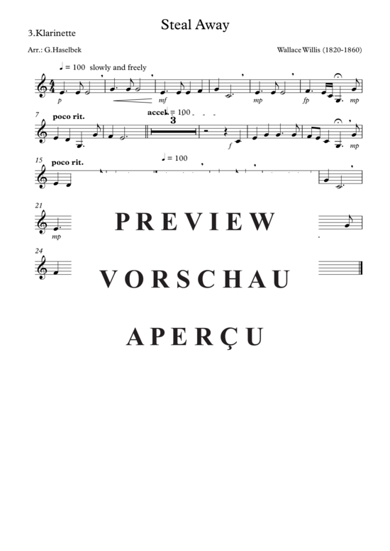 Product gallery: Page 6 of 6 Steal Away , , (Clarinet Trio)