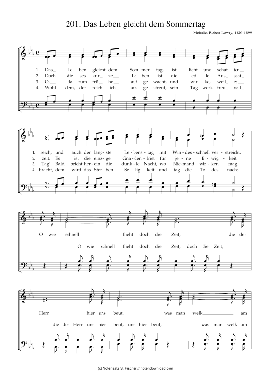 Product picture to: Das Leben gleicht dem Sommertag Robert Lowry, 1826-1899