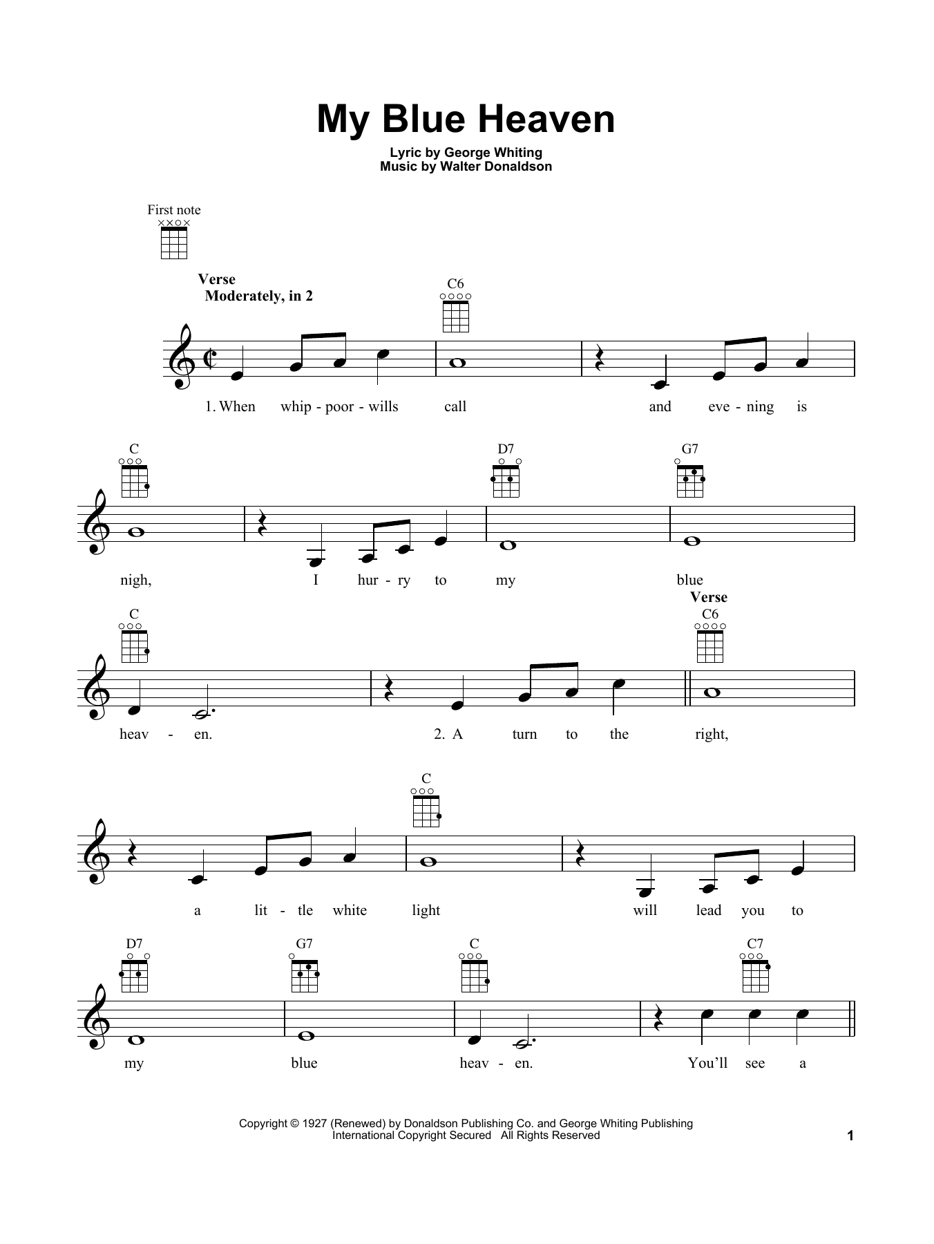 Product gallery: Page 1 of 1 My Blue Heaven, Walter Donaldson