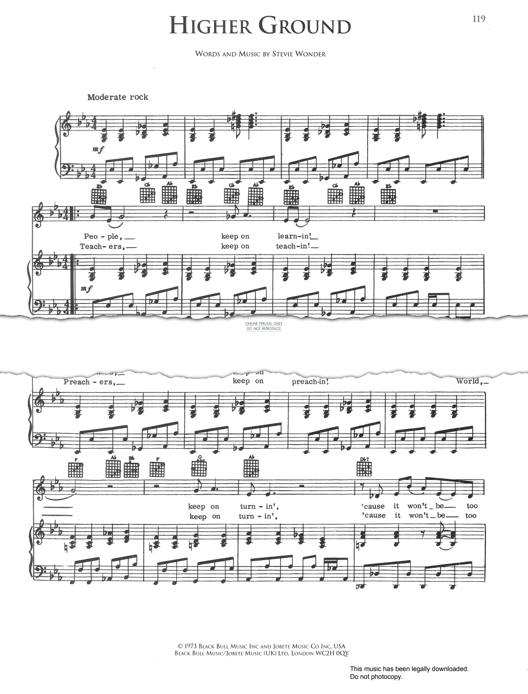 Higher Ground Sheet Music By Stevie Wonder Fbd 34032 Notendownload