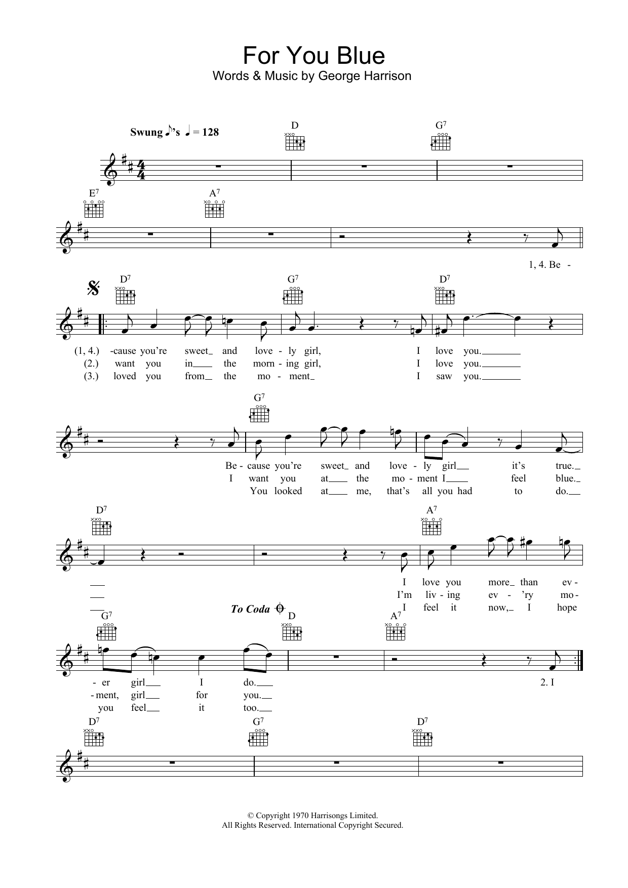 Product picture to:  For You Blue - The Beatles